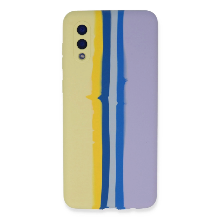 BFS  Samsung Galaxy A02 Kılıf Ebruli Lansman Silikon - Sarı-Lila