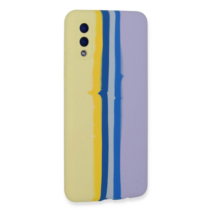 BFS  Samsung Galaxy A02 Kılıf Ebruli Lansman Silikon - Sarı-Lila