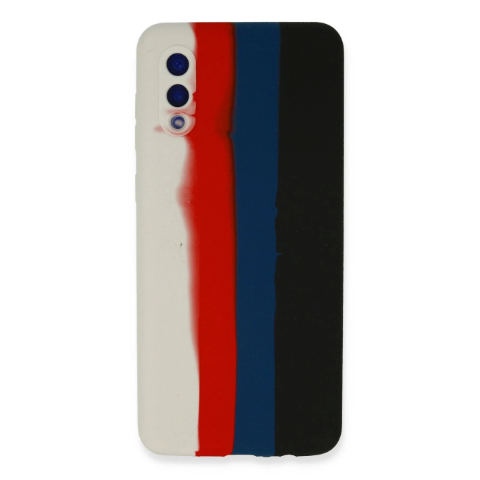 BFS  Samsung Galaxy A02 Kılıf Ebruli Lansman Silikon - Beyaz-Siyah