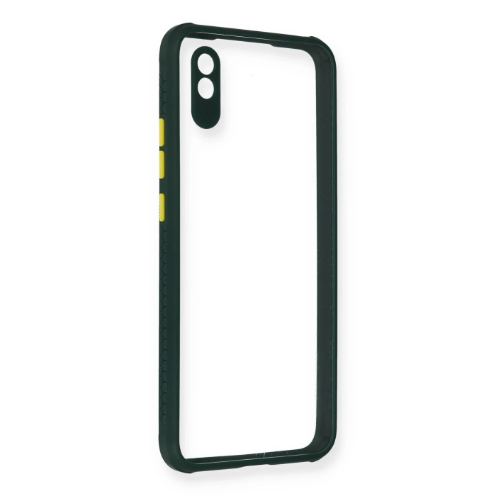 BFS  Xiaomi Redmi 9A Kılıf Miami Şeffaf Silikon - Koyu Yeşil