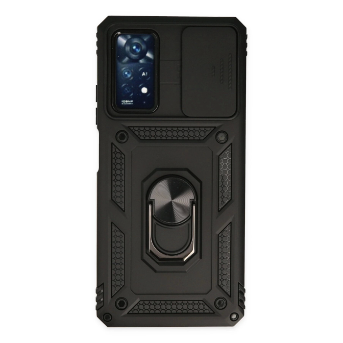 BFS  Xiaomi Redmi Note 11 Pro Kılıf Pars Lens Yüzüklü Silikon - Siyah