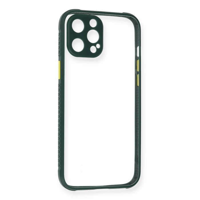 BFS  iPhone 12 Pro Kılıf Miami Şeffaf Silikon - Koyu Yeşil