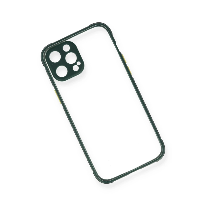BFS  iPhone 12 Pro Kılıf Miami Şeffaf Silikon - Koyu Yeşil