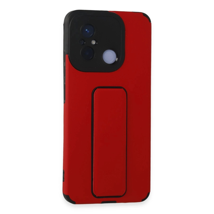 BFS  Xiaomi Redmi 12C Kılıf Mega Standlı Silikon - Kırmızı