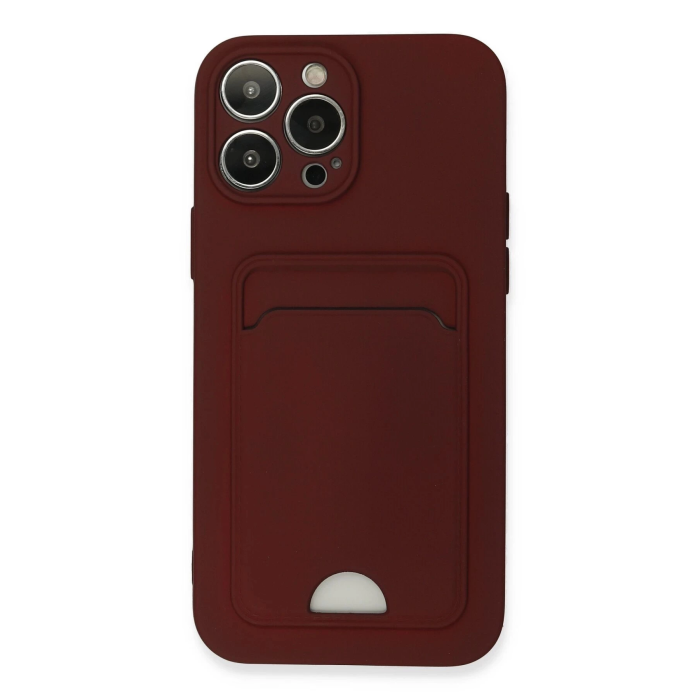 BFS  iPhone 13 Pro Max Kılıf Kelvin Kartvizitli Silikon - Bordo