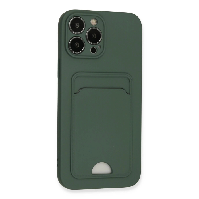 BFS  iPhone 13 Pro Max Kılıf Kelvin Kartvizitli Silikon - Koyu Yeşil