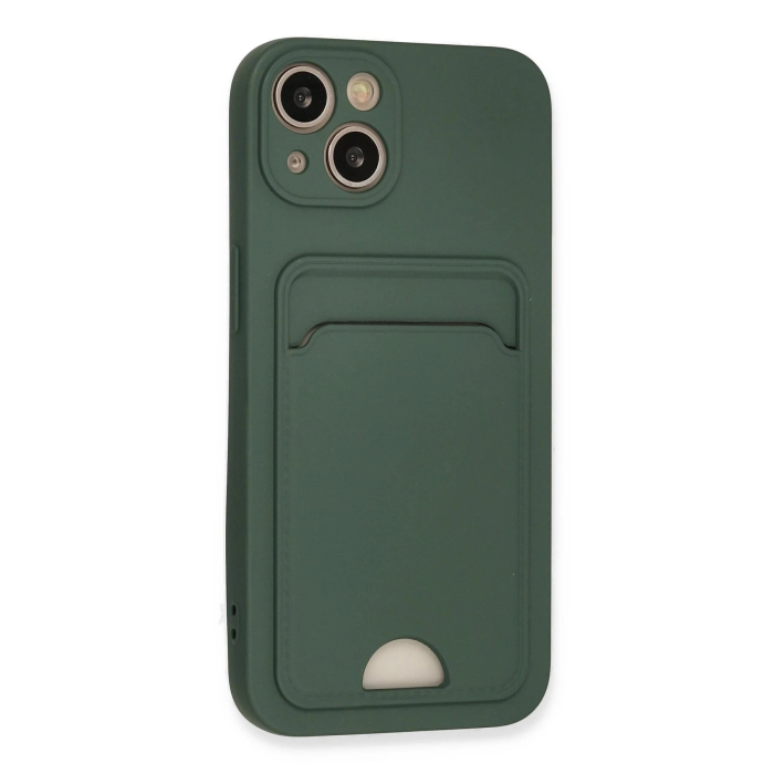 BFS  iPhone 13 Kılıf Kelvin Kartvizitli Silikon - Koyu Yeşil
