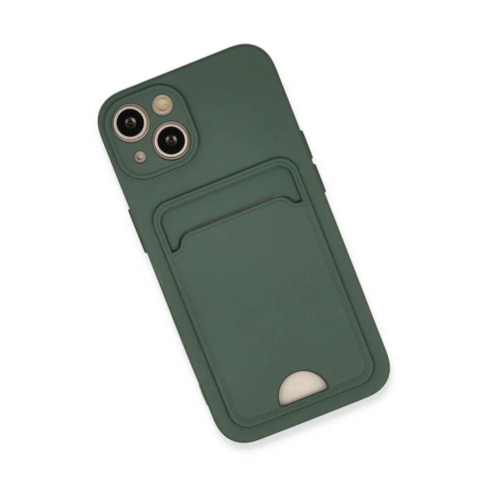 BFS  iPhone 13 Kılıf Kelvin Kartvizitli Silikon - Koyu Yeşil