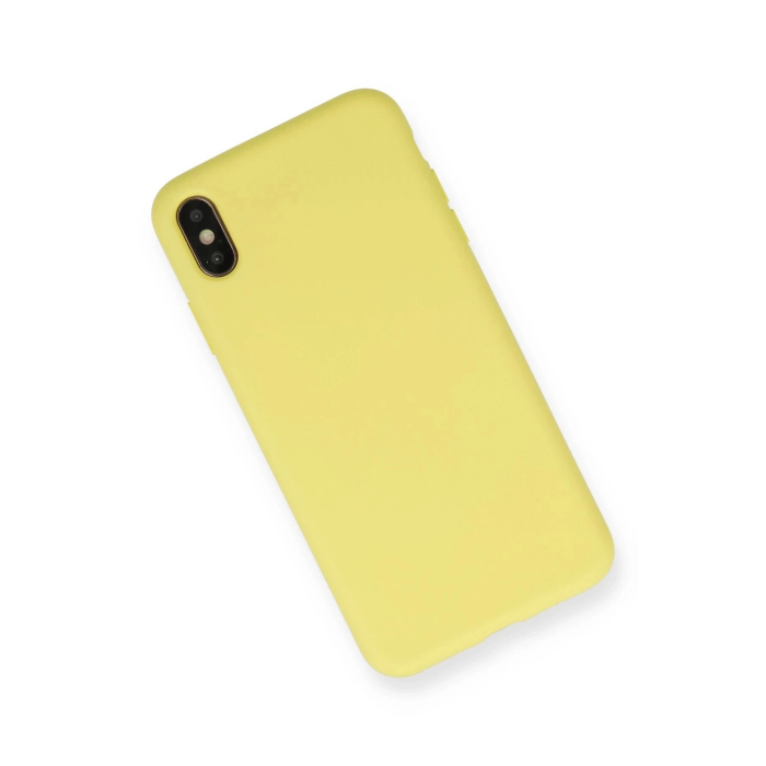 BFS  iPhone XS Max Kılıf Nano içi Kadife Silikon - Mat Sarı