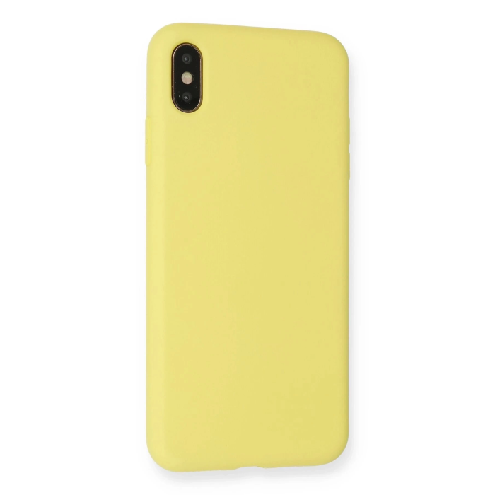 BFS  iPhone XS Max Kılıf Nano içi Kadife Silikon - Mat Sarı