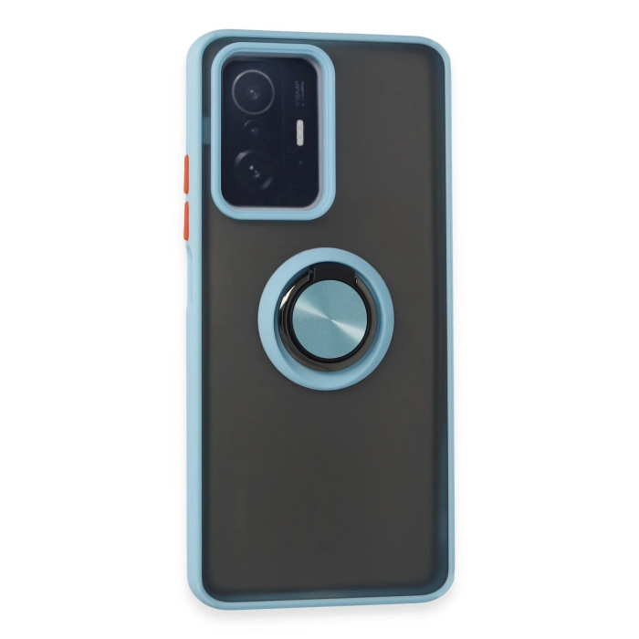 BFS  Xiaomi Mi 11T Pro Kılıf Montreal Yüzüklü Silikon Kapak - Buz Mavi