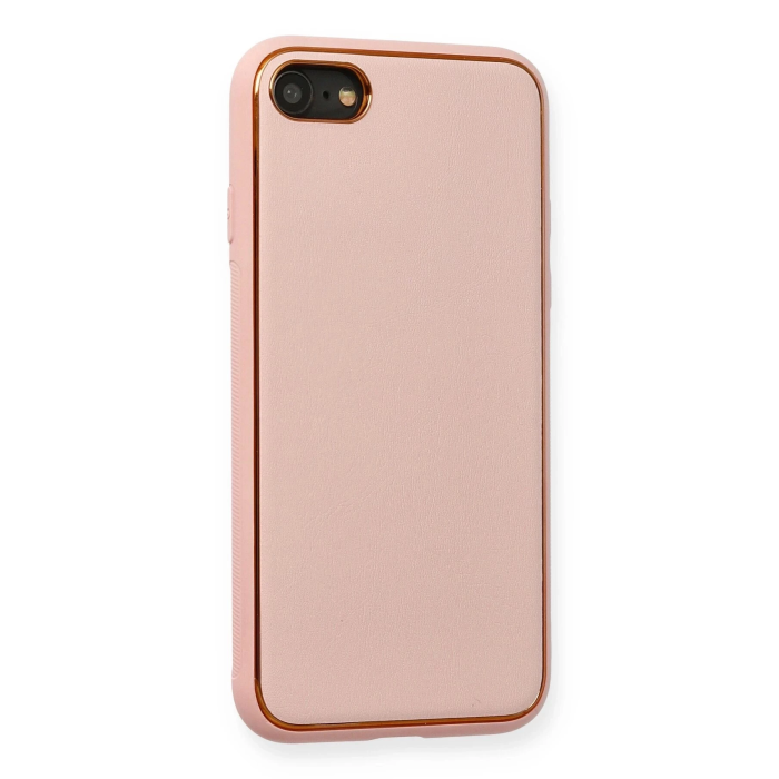 BFS  iPhone 7 Kılıf Coco Deri Silikon Kapak - Pembe