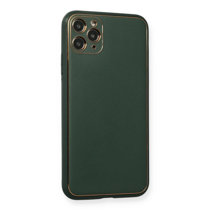 BFS  iPhone 11 Pro Kılıf Coco Deri Silikon Kapak - Yeşil