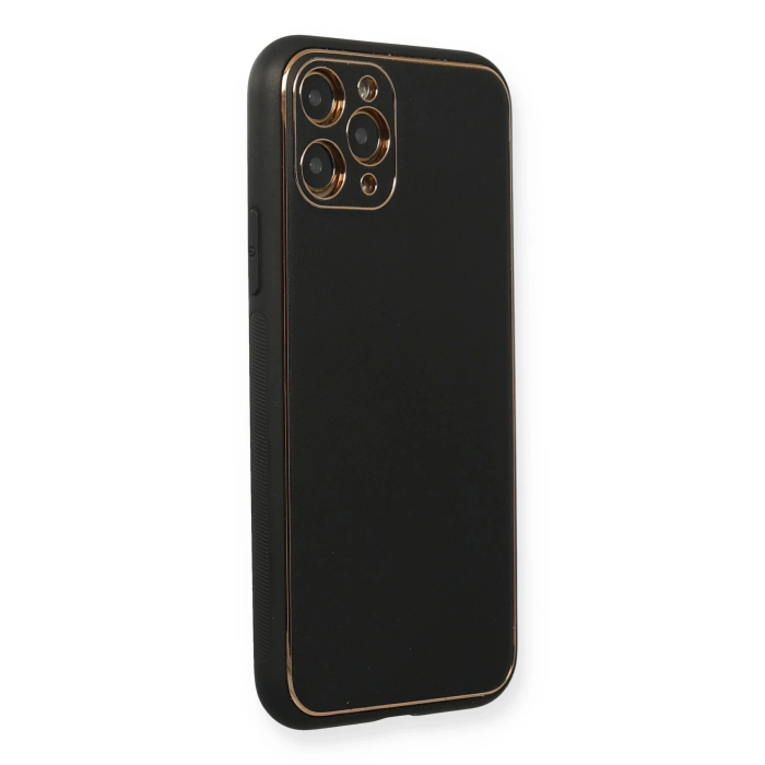 BFS  iPhone 11 Pro Max Kılıf Coco Deri Silikon Kapak - Siyah