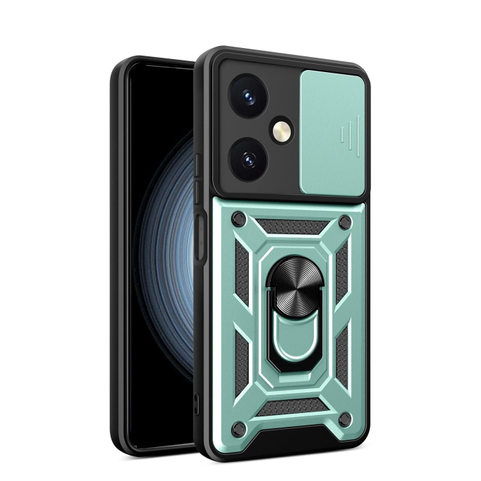 BFS  Vivo Y27 Kılıf Pars Lens Yüzüklü Silikon - Yeşil