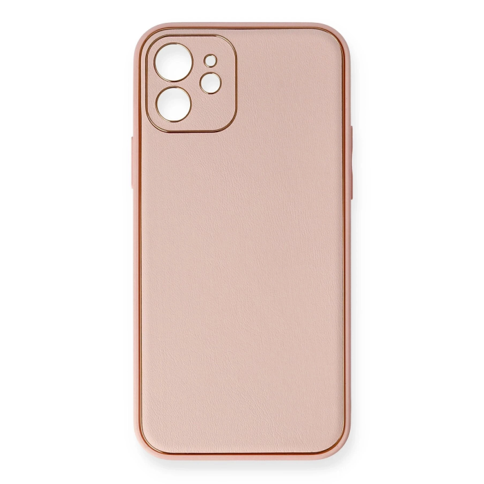 BFS  iPhone 12 Kılıf Coco Deri Silikon Kapak - Pembe
