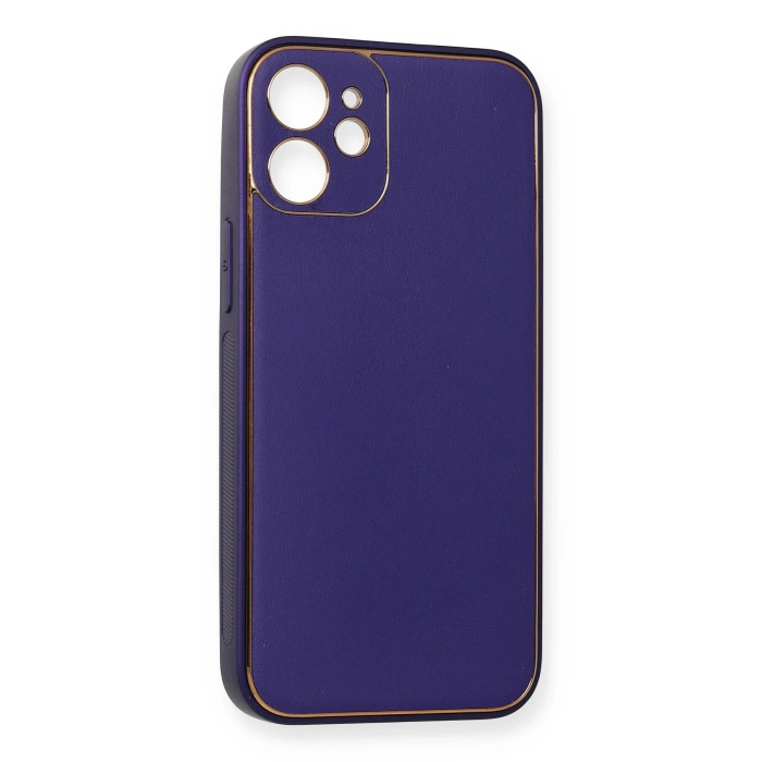 BFS  iPhone 12 Kılıf Coco Deri Silikon Kapak - Mor