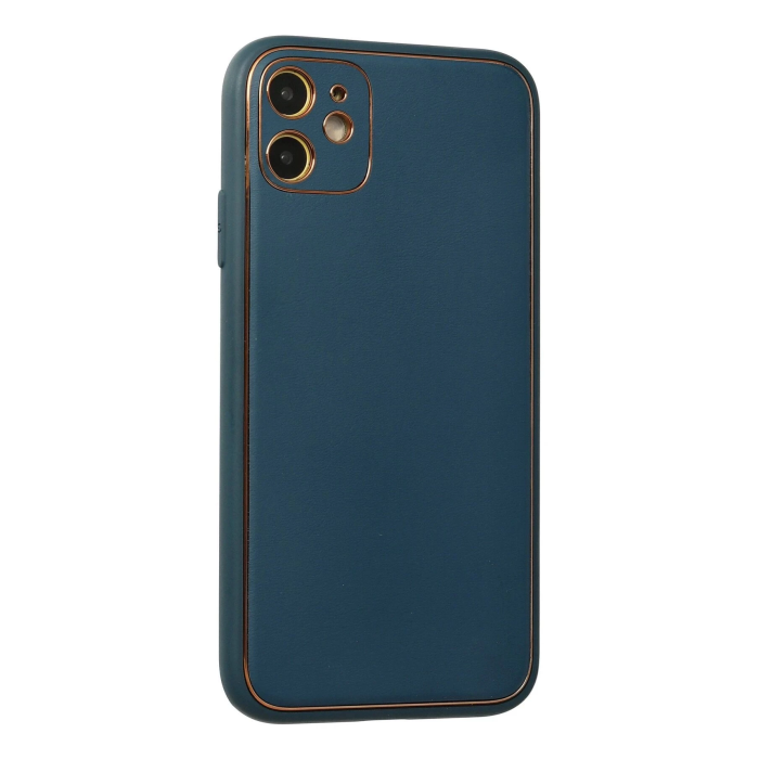 BFS  iPhone 12 Kılıf Coco Deri Silikon Kapak - Mavi