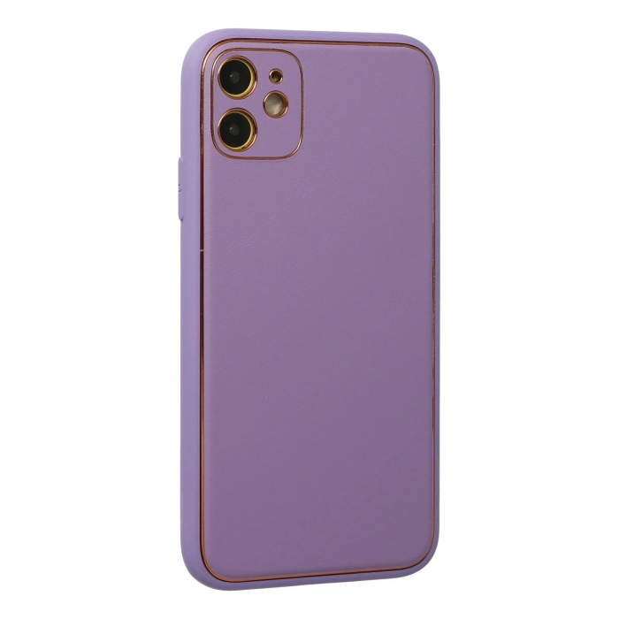 BFS  iPhone 12 Kılıf Coco Deri Silikon Kapak - Lila