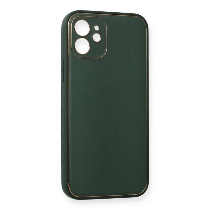 BFS  iPhone 12 Mini Kılıf Coco Deri Silikon Kapak - Yeşil