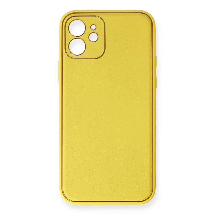 BFS  iPhone 12 Mini Kılıf Coco Deri Silikon Kapak - Sarı