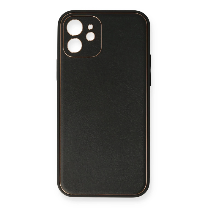 BFS  iPhone 12 Mini Kılıf Coco Deri Silikon Kapak - Siyah