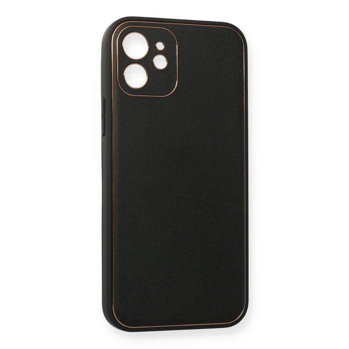 BFS  iPhone 12 Mini Kılıf Coco Deri Silikon Kapak - Siyah