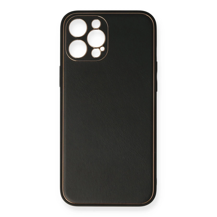 BFS  iPhone 12 Pro Kılıf Coco Deri Silikon Kapak - Siyah