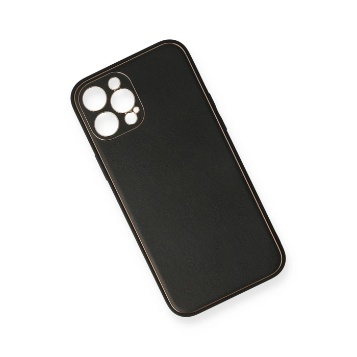 BFS  iPhone 12 Pro Kılıf Coco Deri Silikon Kapak - Siyah