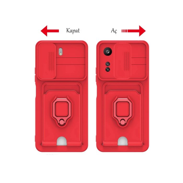 BFS  Xiaomi Redmi 13C Kılıf Zuma Kartvizitli Yüzüklü Silikon - Lila