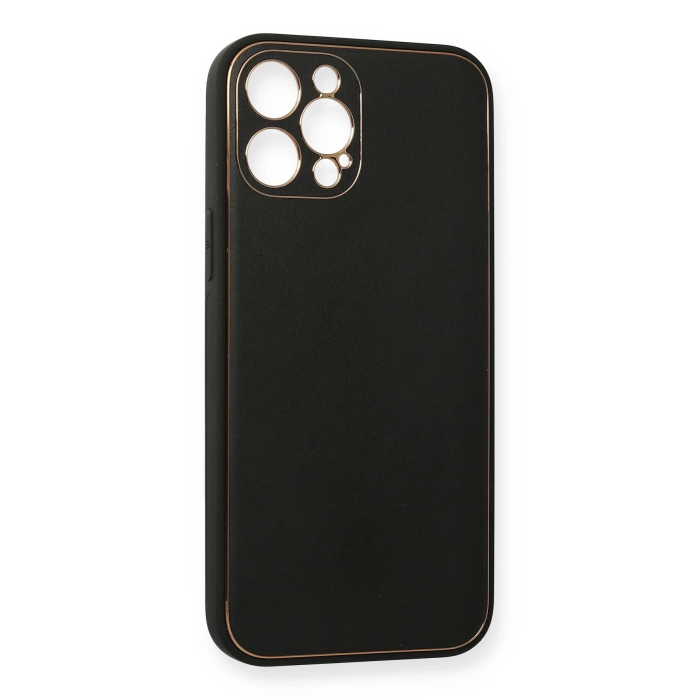 BFS  iPhone 12 Pro Max Kılıf Coco Deri Silikon Kapak - Siyah