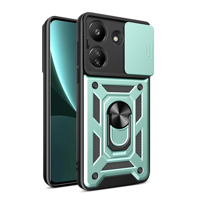 BFS  Xiaomi Redmi 13C Kılıf Pars Lens Yüzüklü Silikon - Yeşil