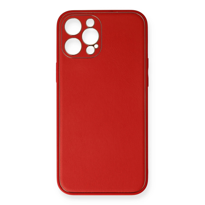 BFS  iPhone 12 Pro Max Kılıf Coco Deri Silikon Kapak - Kırmızı
