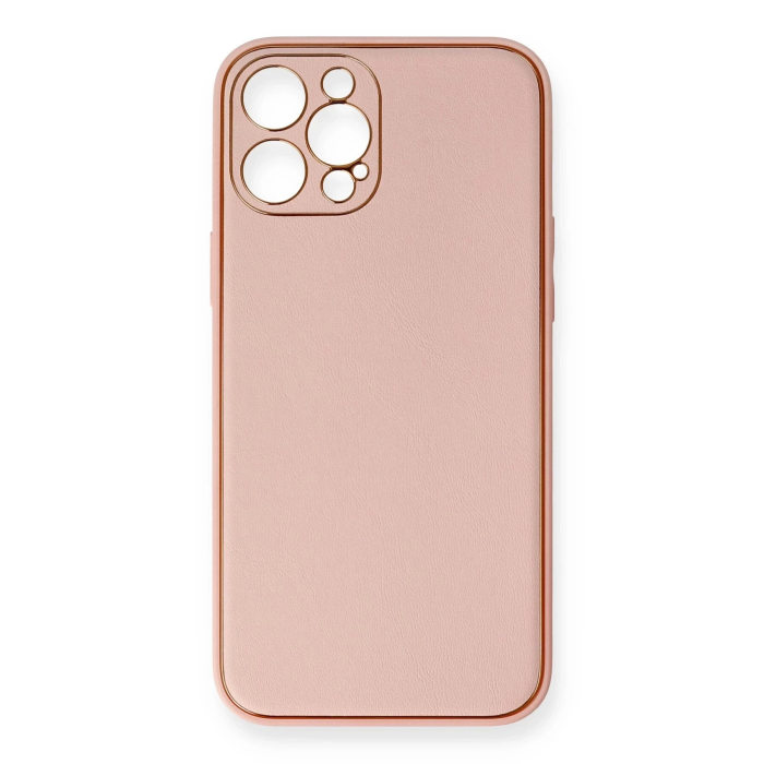 BFS  iPhone 12 Pro Max Kılıf Coco Deri Silikon Kapak - Pembe