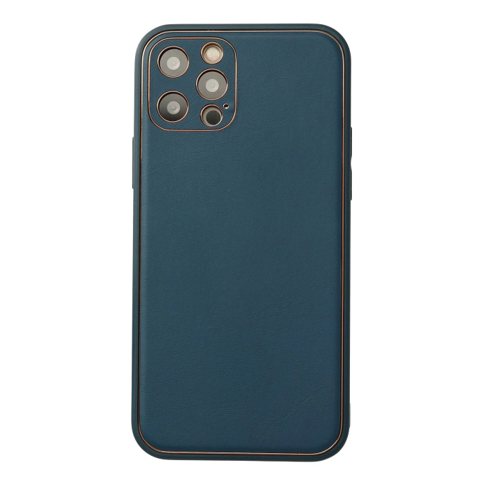 BFS  iPhone 12 Pro Max Kılıf Coco Deri Silikon Kapak - Mavi