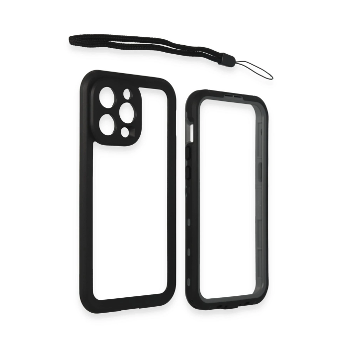 BFS  iPhone 15 Pro Kılıf Red Pepper Magneticsafe Su Geçirmez Kılıf - Siyah-Gri