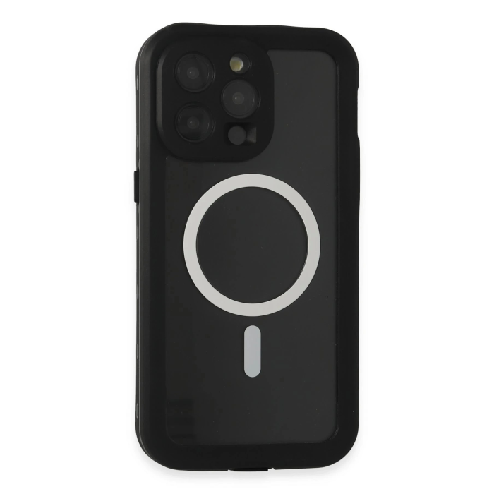 BFS  iPhone 15 Pro Max Kılıf Red Pepper Magneticsafe Su Geçirmez Kılıf - Siyah-Gri