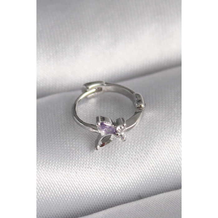 BFS 316L Çelik Gümüş Renk Zirkon Taşlı Kelebek Model Tragus Piercing