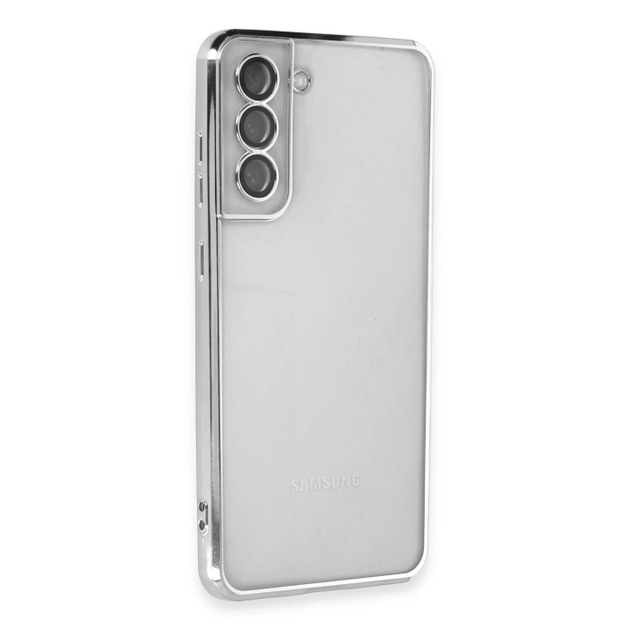 BFS  Samsung Galaxy S21 FE Kılıf Razer Lensli Silikon - Gümüş