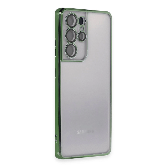 BFS  Samsung Galaxy S21 Ultra Kılıf Razer Lensli Silikon - Yeşil