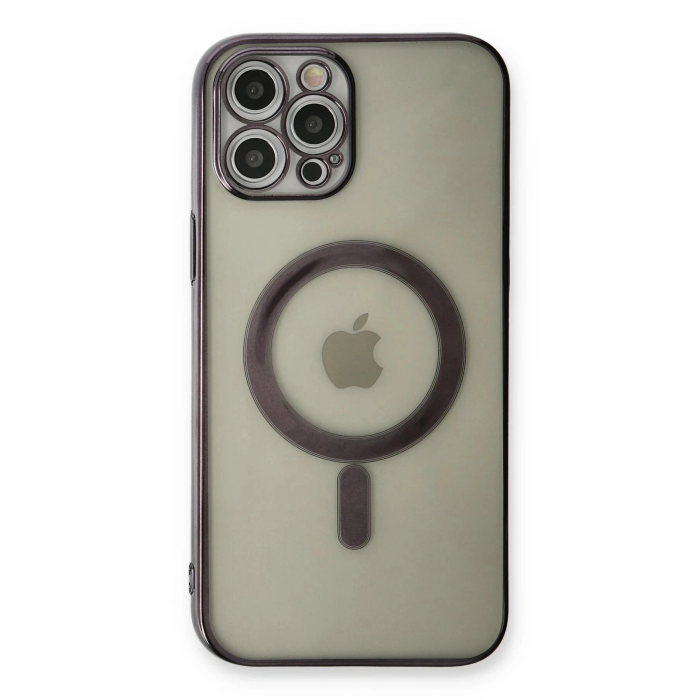 BFS  iPhone 12 Pro Max Kılıf Magneticsafe Lazer Silikon - Siyah