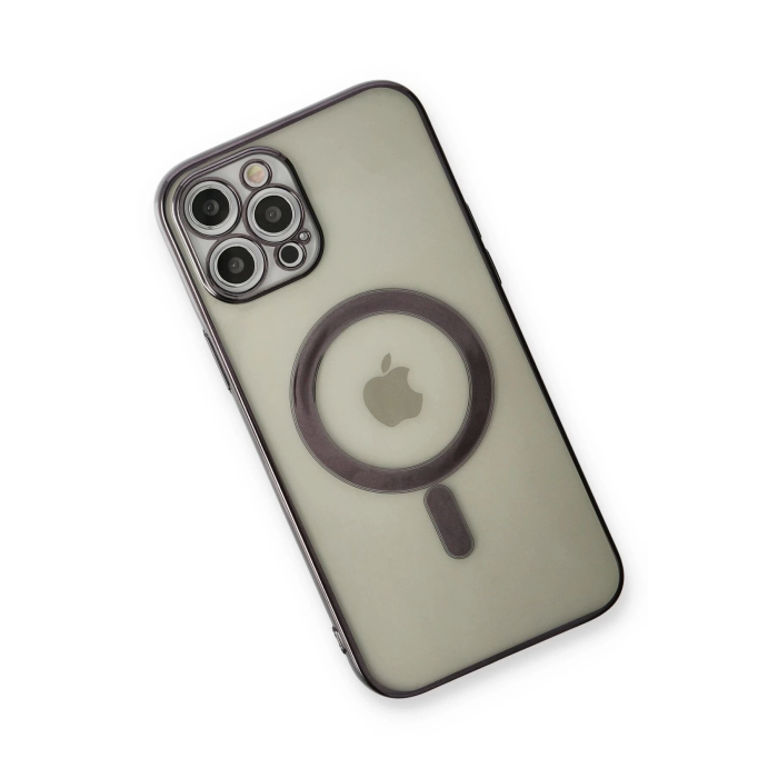 BFS  iPhone 12 Pro Max Kılıf Magneticsafe Lazer Silikon - Siyah