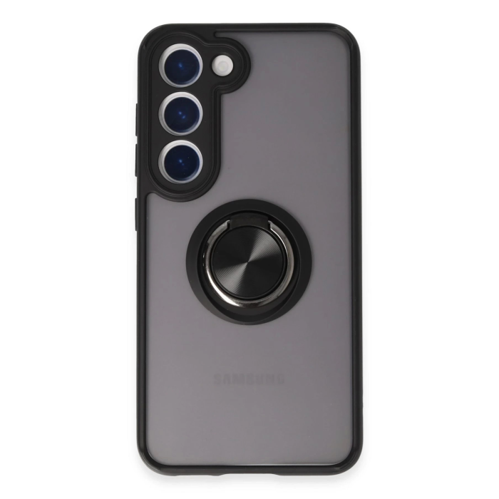 BFS  Samsung Galaxy S23 Kılıf Montreal Yüzüklü Silikon Kapak - Siyah