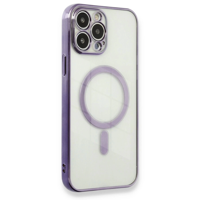 BFS  iPhone 13 Pro Max Kılıf Magneticsafe Lazer Silikon - Mor