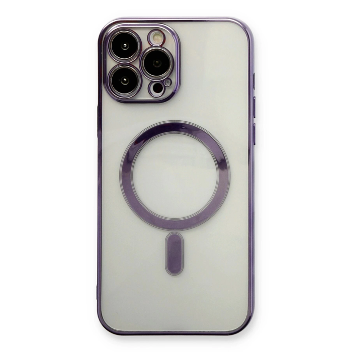BFS  iPhone 13 Pro Max Kılıf Magneticsafe Lazer Silikon - Mor