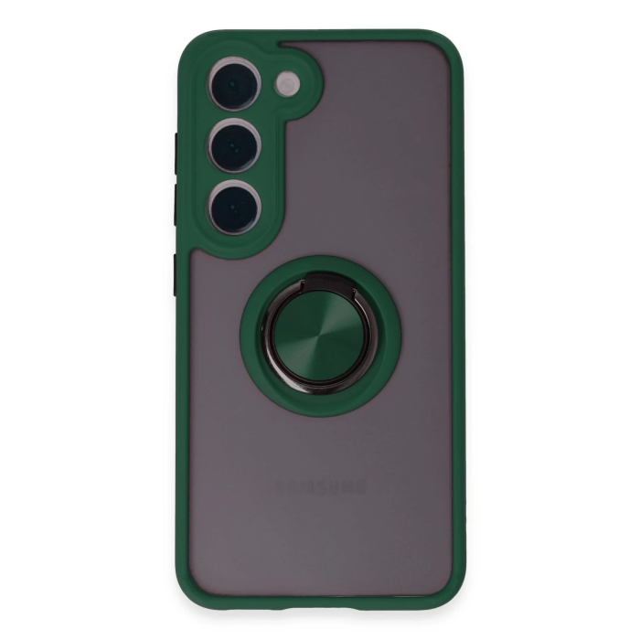 BFS  Samsung Galaxy S23 Kılıf Montreal Yüzüklü Silikon Kapak - Yeşil