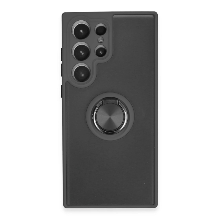 BFS  Samsung Galaxy S23 Ultra Kılıf Montreal Yüzüklü Silikon Kapak - Siyah