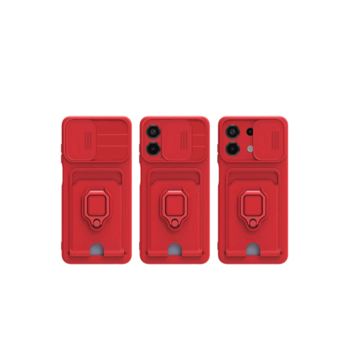 BFS  Xiaomi Redmi Note 13 4G Kılıf Zuma Kartvizitli Yüzüklü Silikon - Yeşil