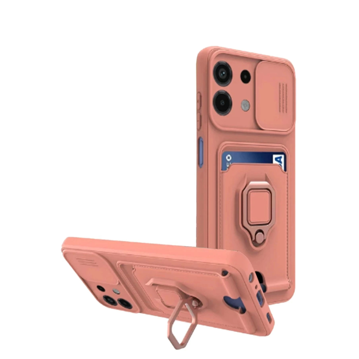 BFS  Xiaomi Redmi Note 13 4G Kılıf Zuma Kartvizitli Yüzüklü Silikon - Pembe