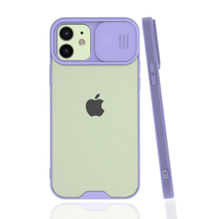 BFS  iPhone 12 Kılıf Platin Kamera Koruma Silikon - Lila